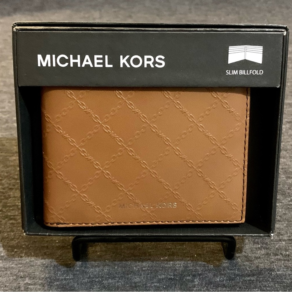 MK Micheal Kors Jet Set Bi Fold Wallet Light Brown/Luggage 86S2LANF1L NEW